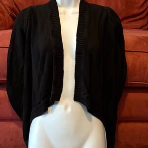 Cache Open Front Cardigan Sweater Black Long Sleeve Size XS Rayon Viscose